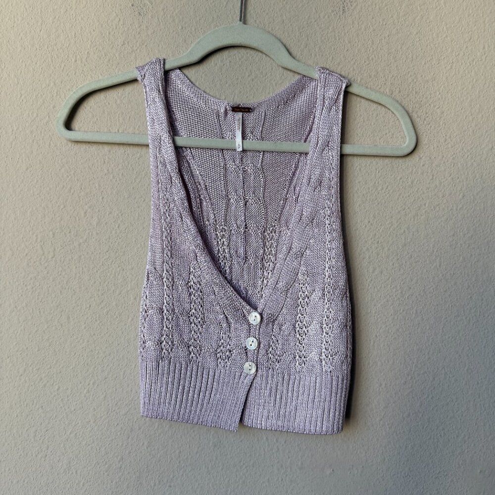 Free People Pastel Purple Lightweight Knit Sweater Tank Vest Size S - Picture 2 of 6